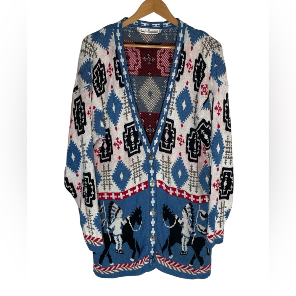 C14- knit Women’s Large Tribal Patterned Cardigan Sweater